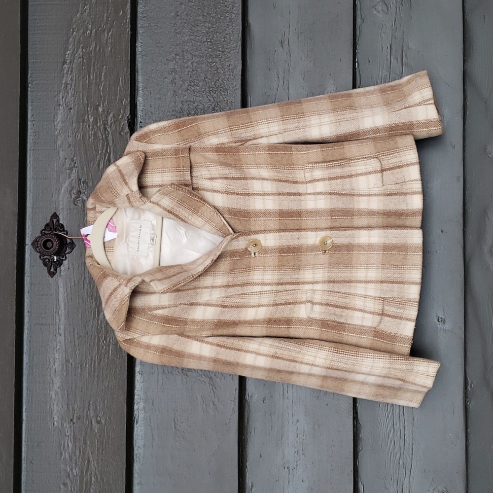 Banana Republic Beige Plaid Jacket sz S Women's Petite